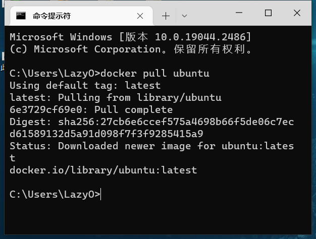 终端内输入docker pull ubuntu